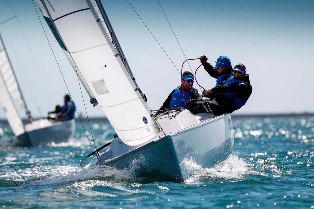 John Robertson, Hannah Stodel and Stephen Thomas - Sonar - Sail for Gold Regatta ©  Paul Wyeth / RYA http://www.rya.org.uk